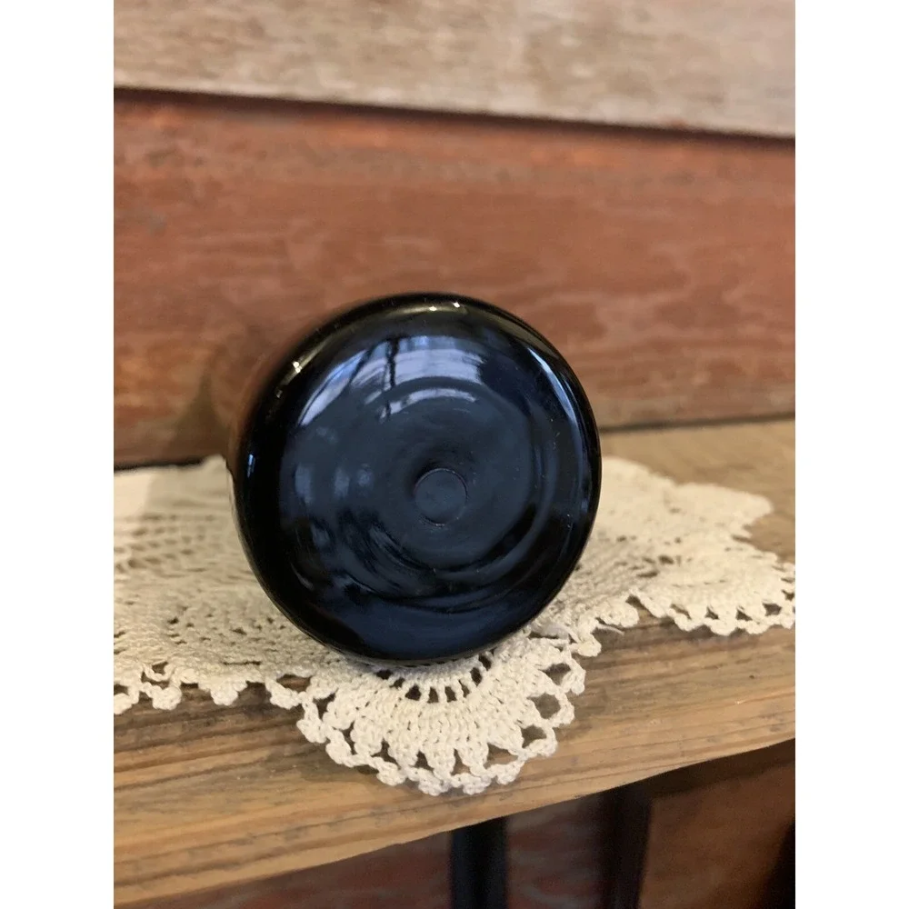 Black Amethyst Vase Mid Century Modern 7.5 inch Hand Blown Glass Cylindrical